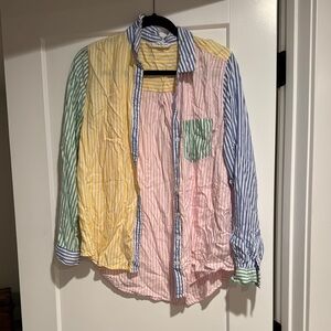 Multicolor Striped women’s button down Shirt